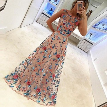 New fashion fashion sleeveless evening dress embroidered luxury womens daba dress mp188