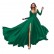 European and American new style solid color high slit big swing dress sexy deep V long sleeve dress MP-267