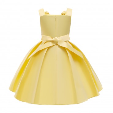 Girls dress 2021 European and American new childrens clothing spring princess dress solid color pleated skirt girl