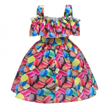 Summer new girls dresses little girls casual strapless color chiffon print princess dress children dress skirt