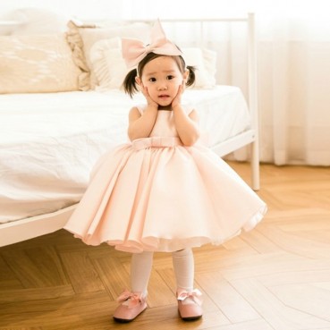 Children dress princess dress fluffy yarn little flower girl piano costume girl white baby girl one-year-old dress