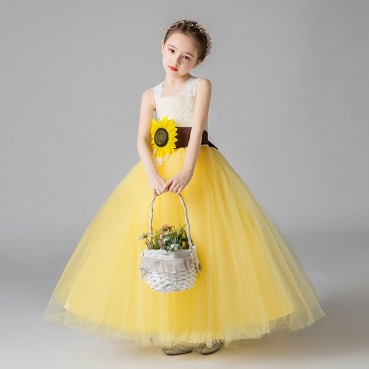 Childrens clothing Europe and the United States 2021 new childrens clothing performance dress wholesale sunflower