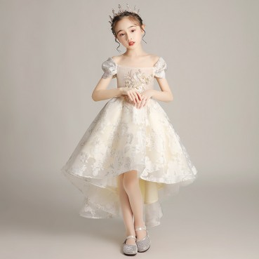 Girls birthday princess dress flower girl wedding dress dress fluffy yarn childrens host catwalk Western style