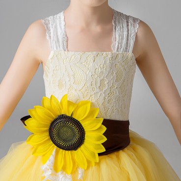 Childrens clothing Europe and the United States 2021 new childrens clothing performance dress wholesale sunflower