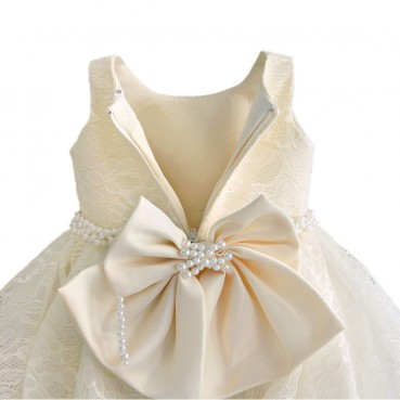 One-year-old dress 2021 new spring champagne tulle baby girl lottery dress flower girl wedding birthday dress