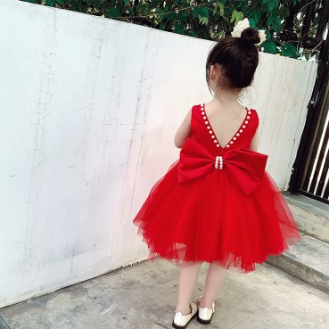 Girls foreign style dress summer Korean version of childrens super fairy puffy princess dress little girl birthday