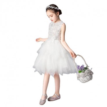 Princess dress girl fluffy yarn flower girl host catwalk wedding dress piano costume birthday party evening dress