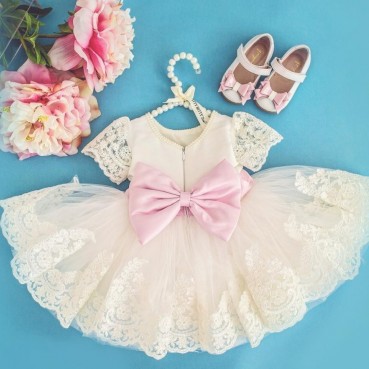 Childrens dress sequins lace bow princess western style dress girl wedding birthday party elegant one-year-old dress