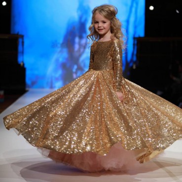 Gold sequins childrens dress skirt new princess skirt tutu skirt girl stage catwalk costume performance costume dance