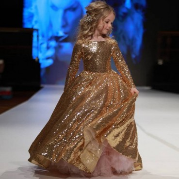 Gold sequins childrens dress skirt new princess skirt tutu skirt girl stage catwalk costume performance costume dance