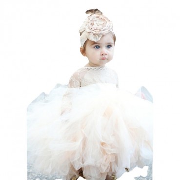 One-year-old dress female baby 2021 new princess dress fluffy yarn champagne color flower girl wedding dress small