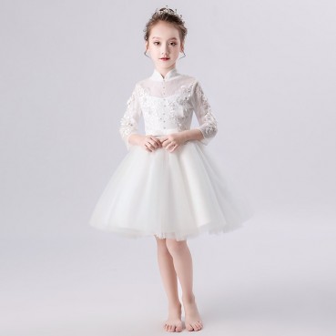 Girls dress 2021 new spring white princess performance birthday singing performance costume stage costume chorus