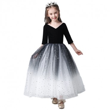 Little girl birthday western princess dress girl catwalk evening dress big boy child host piano costume summer