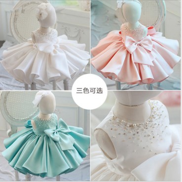 One-year-old dress female baby princess dress fluffy yarn one-year-old girl foreign style pink Korean birthday dress