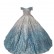 Childrens dress silver-blue gradient long tail dress girl host model catwalk piano show performance dress