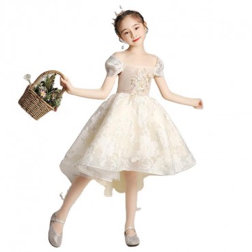 Girls birthday princess dress flower girl wedding dress dress fluffy yarn childrens host catwalk Western style