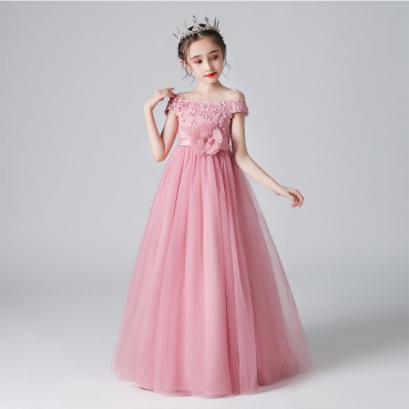 Childrens dresses, princess dresses, girls, fluffy gauze, western style, host, little girls, piano costumes, flower