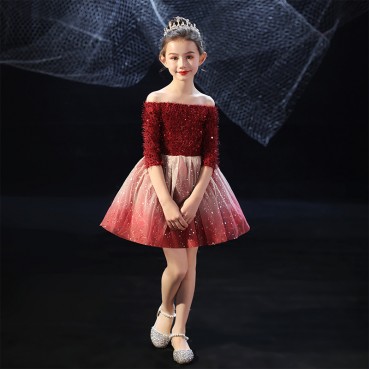 Little girl piano costume girl foreign style birthday princess dress fluffy yarn fashion children flower girl evening