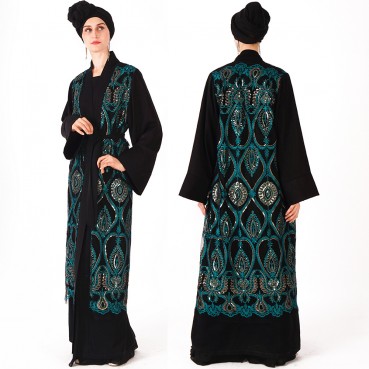 Middle Eastern robe sequin embroidery loose open placket for womens clothing