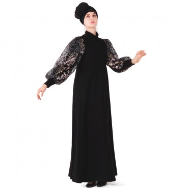 Muslim Womens Fall/Winter Dress Puff Sleeve Robe