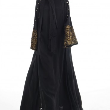 Muslim Womens Middle Eastern Cardigan Beaded Dress Abaya