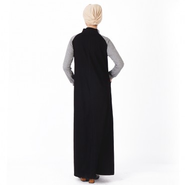 BA new product cotton color-blocking knitted sportswear robe Muslim casual simple long skirt