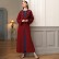 Dark red handmade flowers and diamonds Muslim dress Arab robe cardigan open kimono