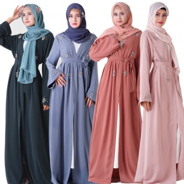 Hand-stitched rhinestones 6 colors hot Turkish kimono Muslim womens clothing