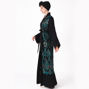 Middle Eastern robe sequin embroidery loose open placket for womens clothing