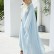 Light blue thick thread positioning embroidery cloak ethnic style loose long coat Dubai travel robe