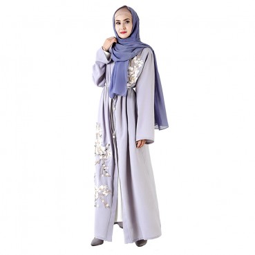 Manufacturers stock embroidery cardigan dubai dress KJ Muslim robe women