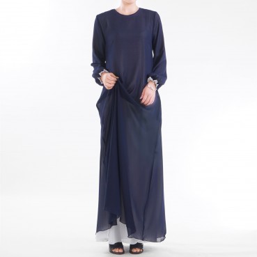 ins high-density chiffon double-sided wear basic Muslim womens clothing abaya muslim dress