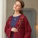 Dark red handmade flowers and diamonds Muslim dress Arab robe cardigan open kimono