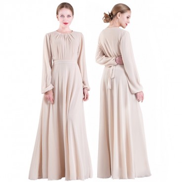 Chiffon European and American long-sleeved dress Muslim womens clothing