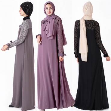 Womens Muslim dress, long dress, lace and veil skirt, robe