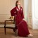 Burgundy hair ball pearl diamond long-sleeved dress Middle Eastern ethnic clothing dress abaya