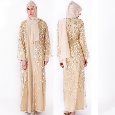 Spot e-commerce Islamic Muslim womens cardigan sequin embroidery outer outfit