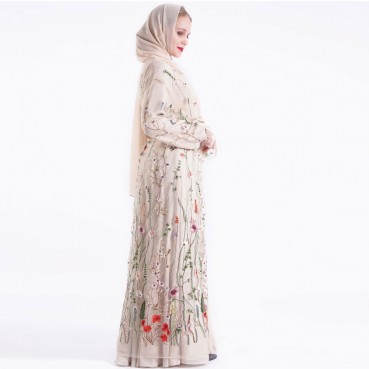 Beautiful Flower Embroidered Lace Middle East Dubai UAE Seaside Outerwear Womens Clothing