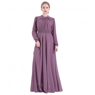 Chiffon multicolor big swing long-sleeved elastic waist gauze skirt European and American womens dresses Muslim