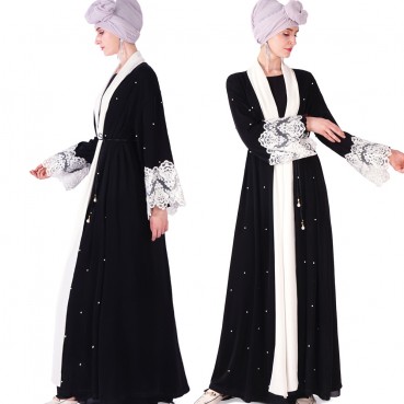 Muslim womens clothing beaded Muslim NIDA robe with kimono outside