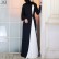 Fashion color matching Muslim womens robe Arab Hui long-sleeved atmospheric dress