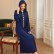 Tibetan blue gold tube Moroccan style Middle Eastern light luxury hand-sewn diamond robe abaya Muslim womens clothing