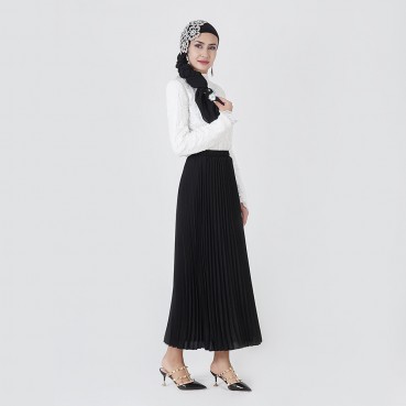 Stand-up collar cotton lace top Muslim womens bottoming high collar top