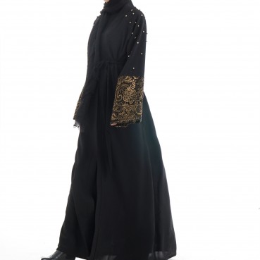 Muslim Womens Middle Eastern Cardigan Beaded Dress Abaya