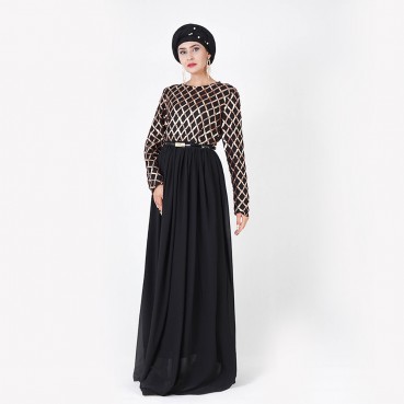 Stretch sequin womens long skirt dress muslim dress