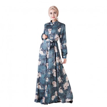 Three-dimensional digital printing long-sleeved dress ethnic womens clothing Middle Eastern womens clothing