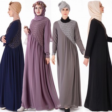 New Muslim womens robe, gauze skirt, lace, ethnic clothing in stock