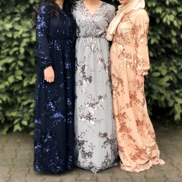 Sequin embroidery temperament Southeast Asia Middle East Dubai Double-layer dress Muslim womens clothing