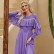 Ice and snow purple lotus leaf frills big swing nag dress holiday ethnic style long skirt robe dress