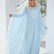 Light blue thick thread positioning embroidery cloak ethnic style loose long coat Dubai travel robe